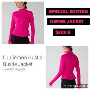 Lululemon sonic pink hustle bustle define jacket sz 6 ruffled back SE rare